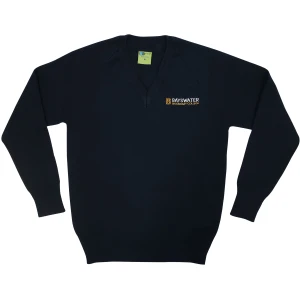 POLY COTTON KNITTED V-NECK JUMPER