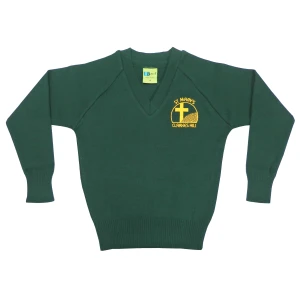 POLY COTTON KNITTED V-NECK JUMPER