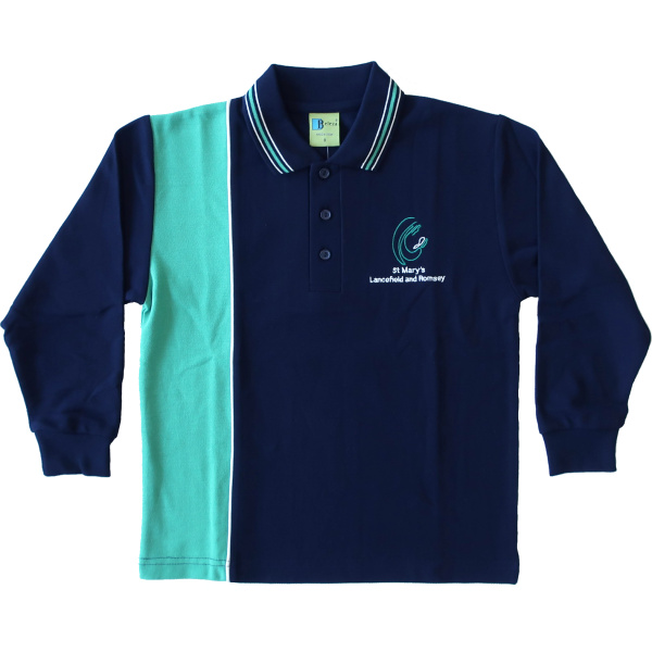 LONG SLEEVE CONTRAST POLO PIQUE TOP