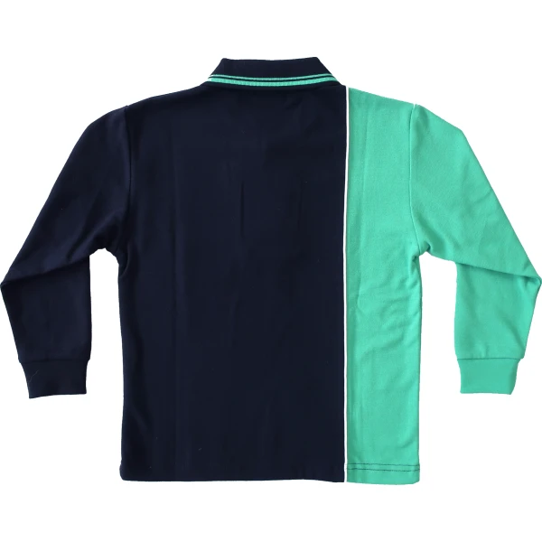 LONG SLEEVE CONTRAST POLO PIQUE TOP - Image 2