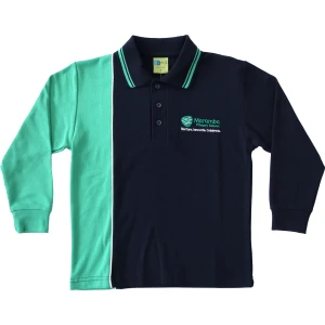 LONG SLEEVE CONTRAST POLO PIQUE TOP