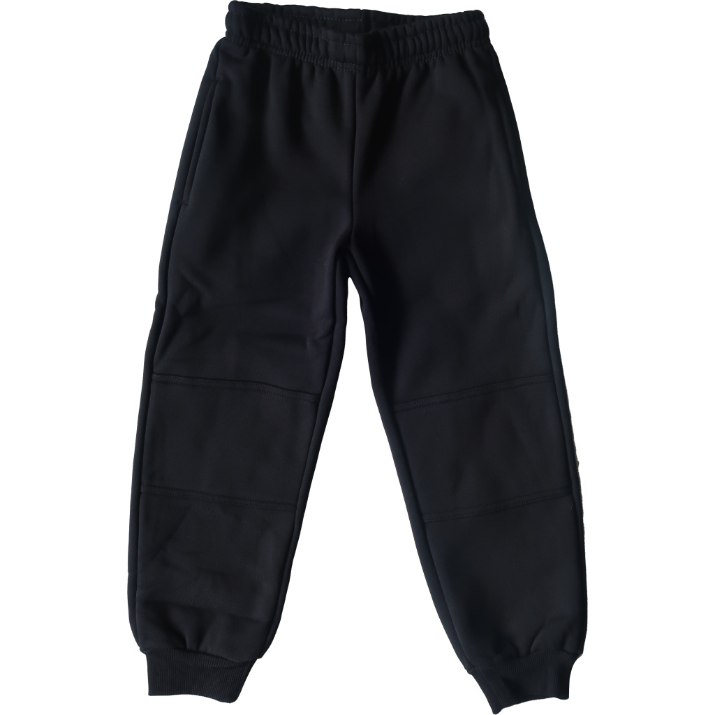 Black Knee Printed Fleece TrackPant