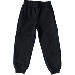 BLACK SUPER FLEECE TRACK PANTS WITH CUFFS AND INTERNAL ZIP POCKET