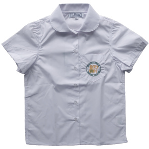 SHORT SLEEVE PETER PAN COLLAR BLOUSE