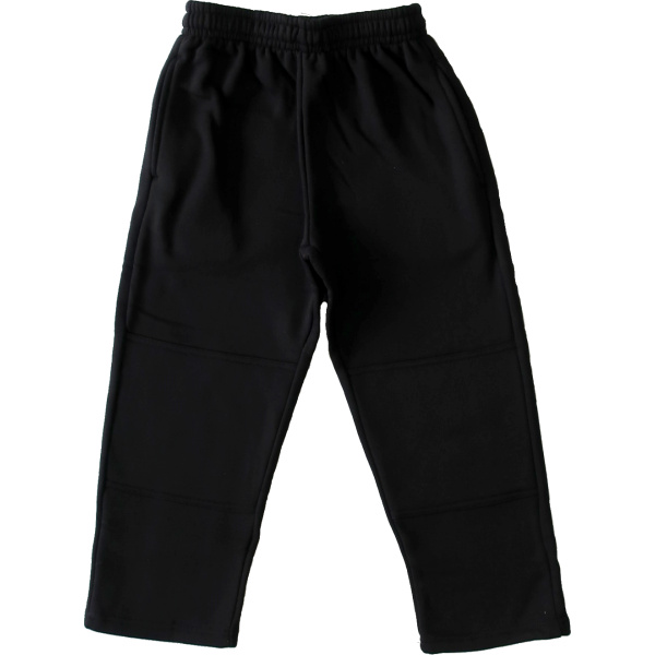 BLACK SUPER FLEECE STRAIGHT LEG TRACK PANTS