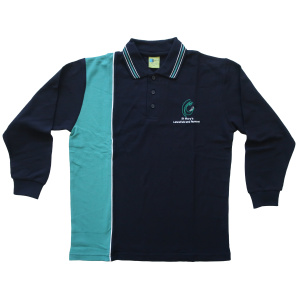 LONG SLEEVE CONTRAST POLO PIQUE TOP