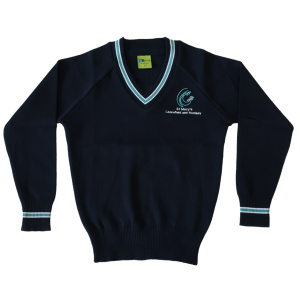 POLY COTTON KNITTED V-NECK JUMPER