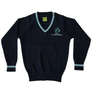 POLY COTTON KNITTED V-NECK JUMPER