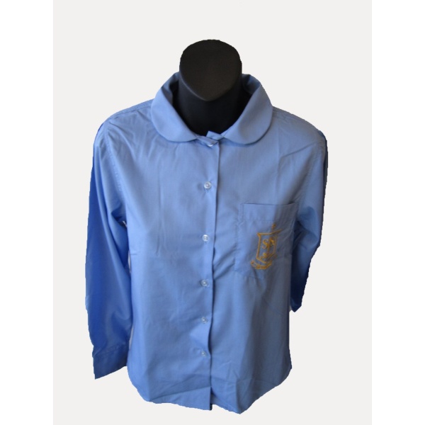 GIRL'S LONG SLEEVE PETER PAN COLLAR SHIRT