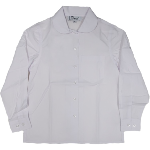 WHITE GIRLS LONG SLEEVE PETER PAN BLOUSE