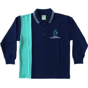 LONG SLEEVE CONTRAST POLO PIQUE TOP