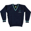 POLY COTTON KNITTED V-NECK JUMPER