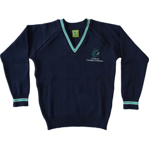 POLY COTTON KNITTED V-NECK JUMPER
