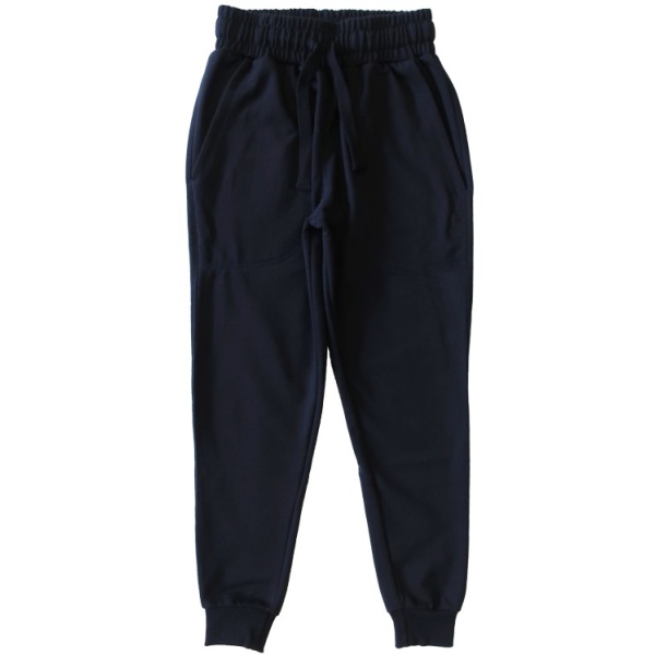 NAVY HEAVY COTTON TAPERED TRACKPANTS
